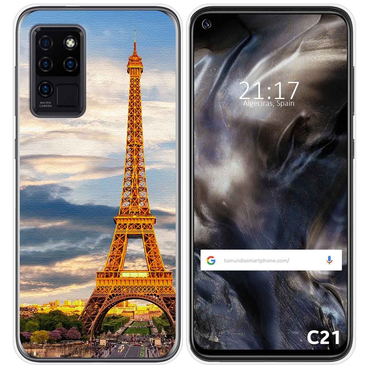 Funda Gel Tpu para Oukitel C21 diseño Paris Dibujos