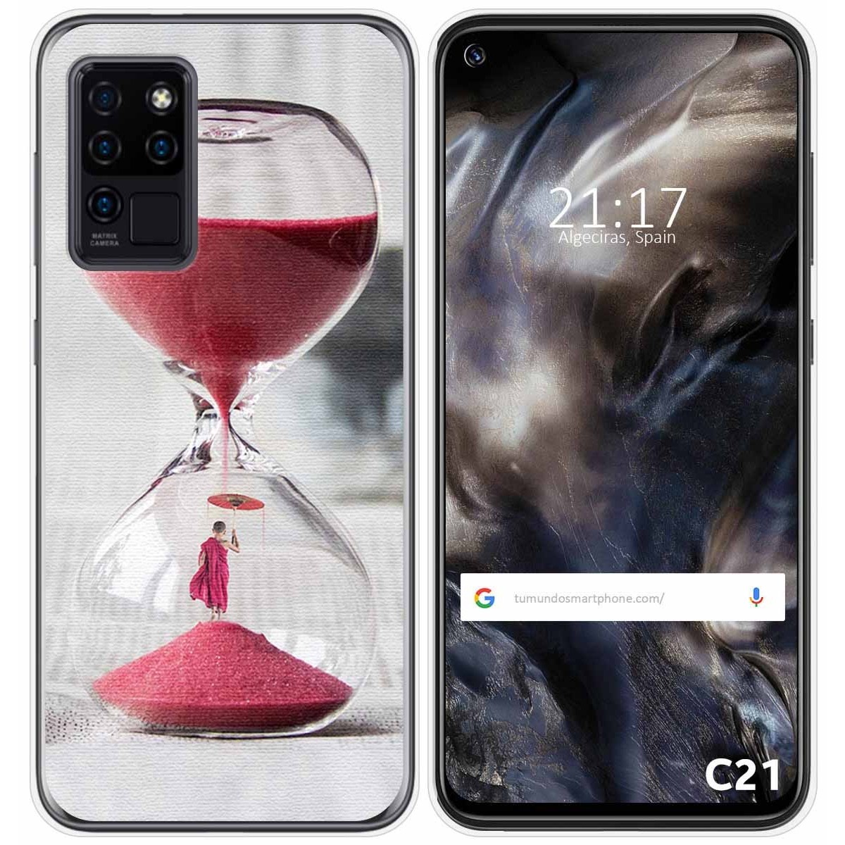 Funda Gel Tpu para Oukitel C21 diseño Reloj Dibujos