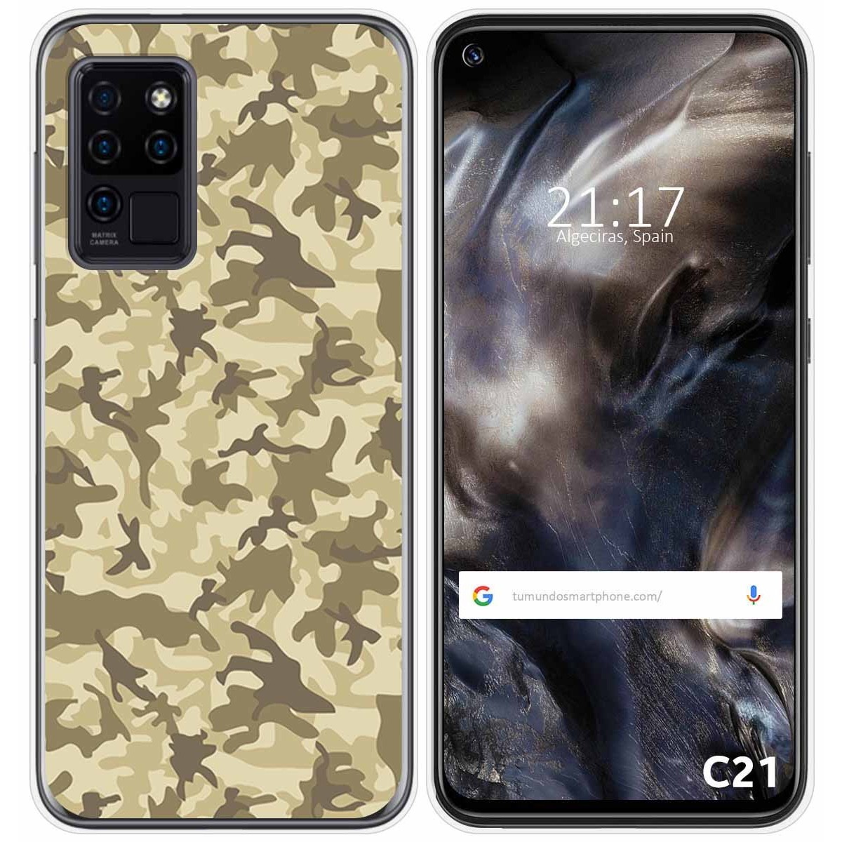 Funda Gel Tpu para Oukitel C21 diseño Sand Camuflaje Dibujos