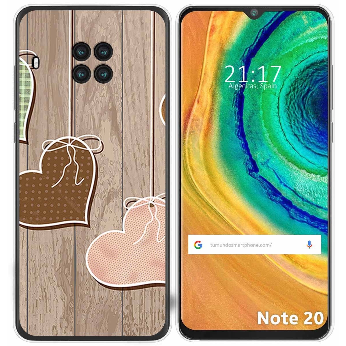 Funda Gel Tpu para Cubot Note 20 diseño Corazones Madera Dibujos
