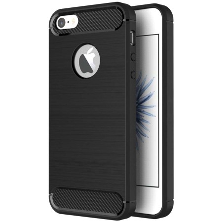 Funda Gel Tpu Tipo Carbon Negra para Iphone 5 / 5S / Se
