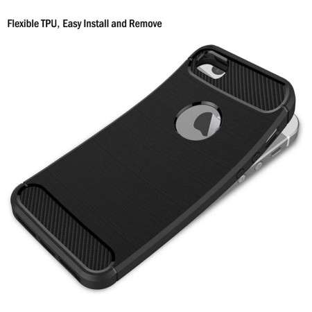 Funda Gel Tpu Tipo Carbon Negra para Iphone 5 / 5S / Se