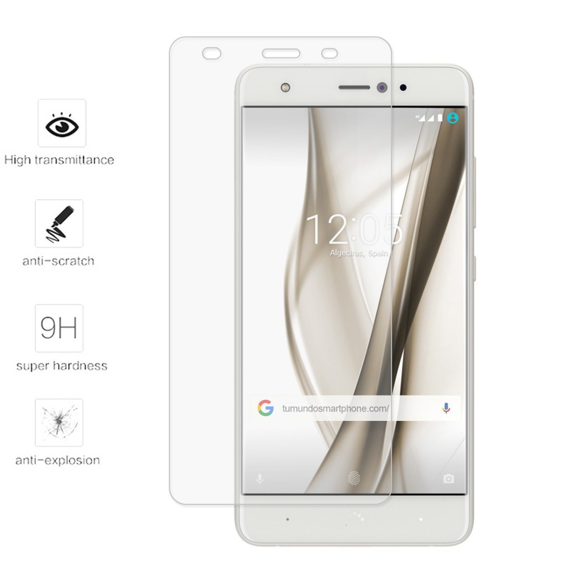 Protector Cristal Templado Frontal Completo Transparente para Bq Aquaris X / X Pro Vidrio