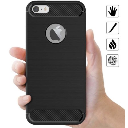 Funda Gel Tpu Tipo Carbon Negra para Iphone 5 / 5S / Se