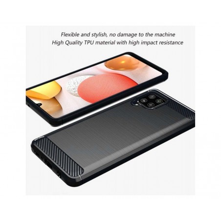 Funda Gel Tpu Tipo Carbon Negra para Samsung Galaxy A12 / M12