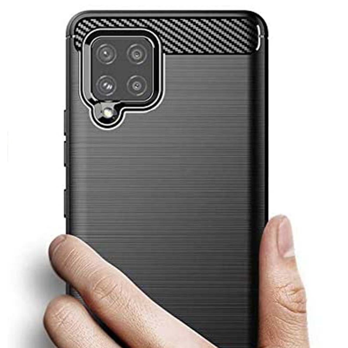 Funda Gel Tpu Tipo Carbon Negra para Samsung Galaxy A12 / M12