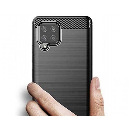 Funda Gel Tpu Tipo Carbon Negra para Samsung Galaxy A12 / M12