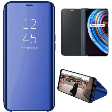 Funda Flip Cover Clear View para Realme 7 color Azul