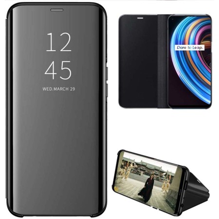 Funda Flip Cover Clear View para Realme 7 color Negra