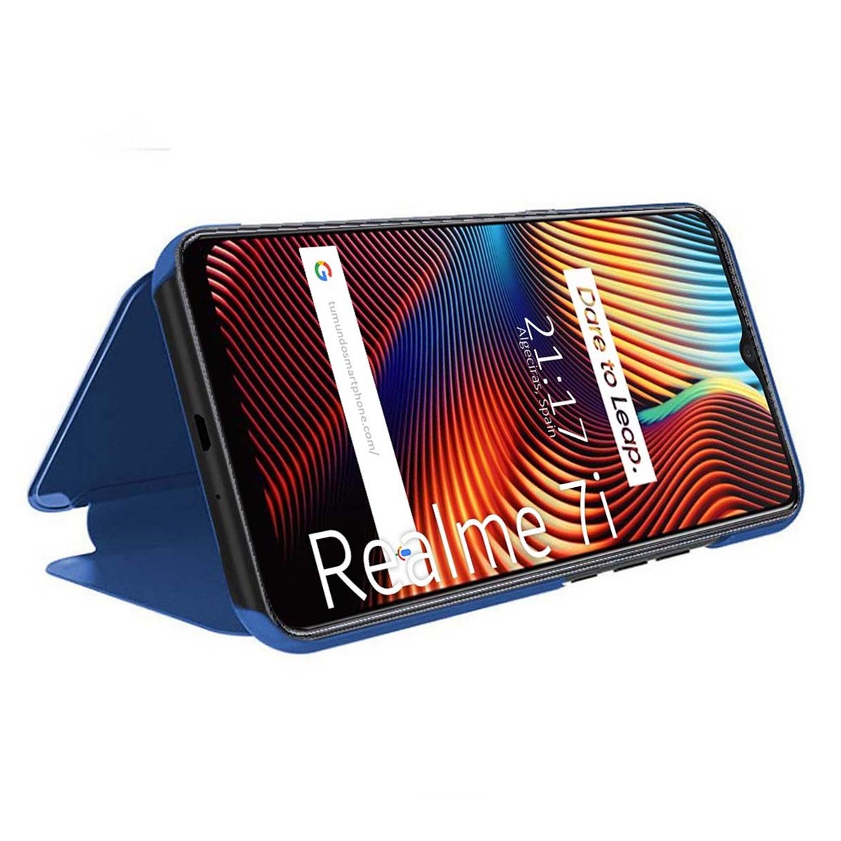 Funda Flip Cover Clear View para Realme 7i / Narzo 30A color Azul