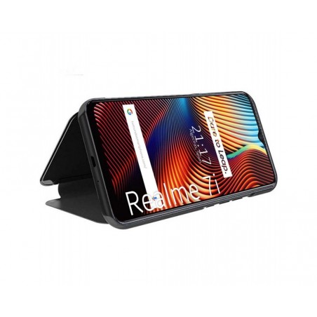 Funda Flip Cover Clear View para Realme 7i / Narzo 30A color Negra