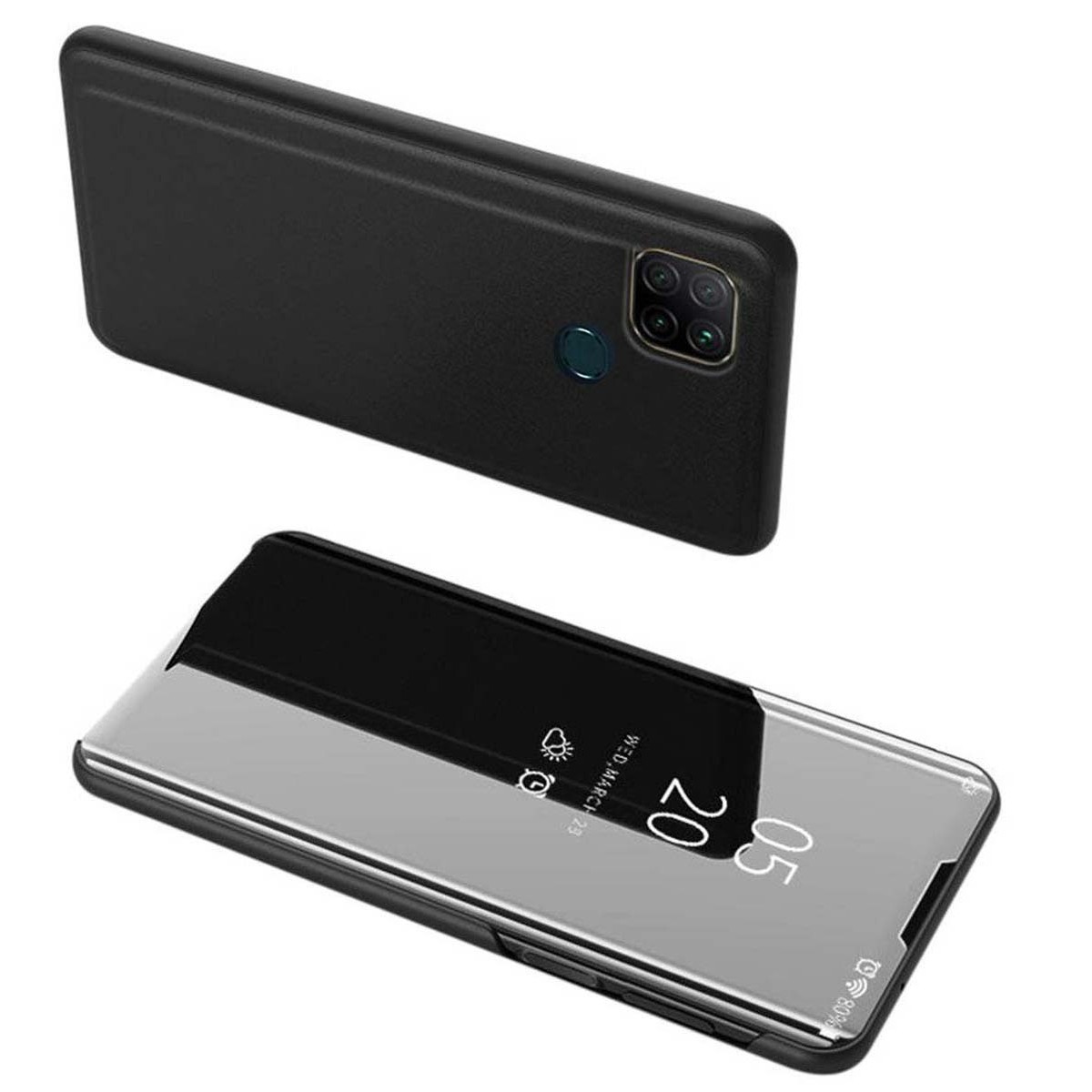 Funda Flip Cover Clear View para Realme 7i / Narzo 30A color Negra