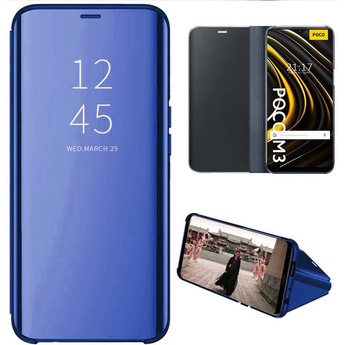 Funda Flip Cover Clear View para Xiaomi POCO M3 / Redmi 9T color Azul