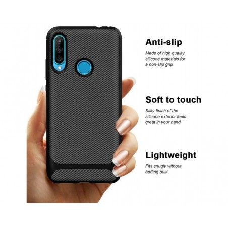 Funda Silicona Gel Tpu Nuevo Carbon Negra para Huawei Y5p