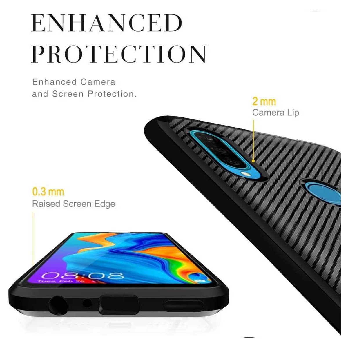 Funda Silicona Gel Tpu Nuevo Carbon Negra para Huawei Y6p