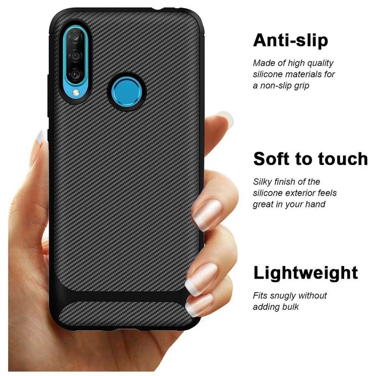 Funda Silicona Gel Tpu Nuevo Carbon Negra para Huawei Y6p