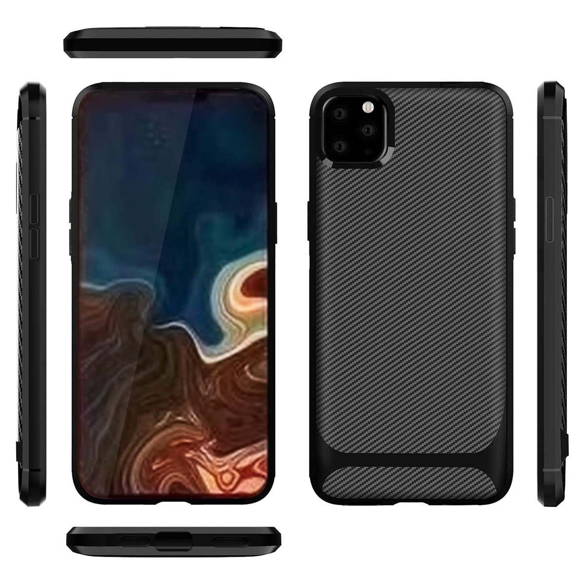 Funda Silicona Gel Tpu Nuevo Carbon Negra para Iphone 12 / 12 Pro (6.1)