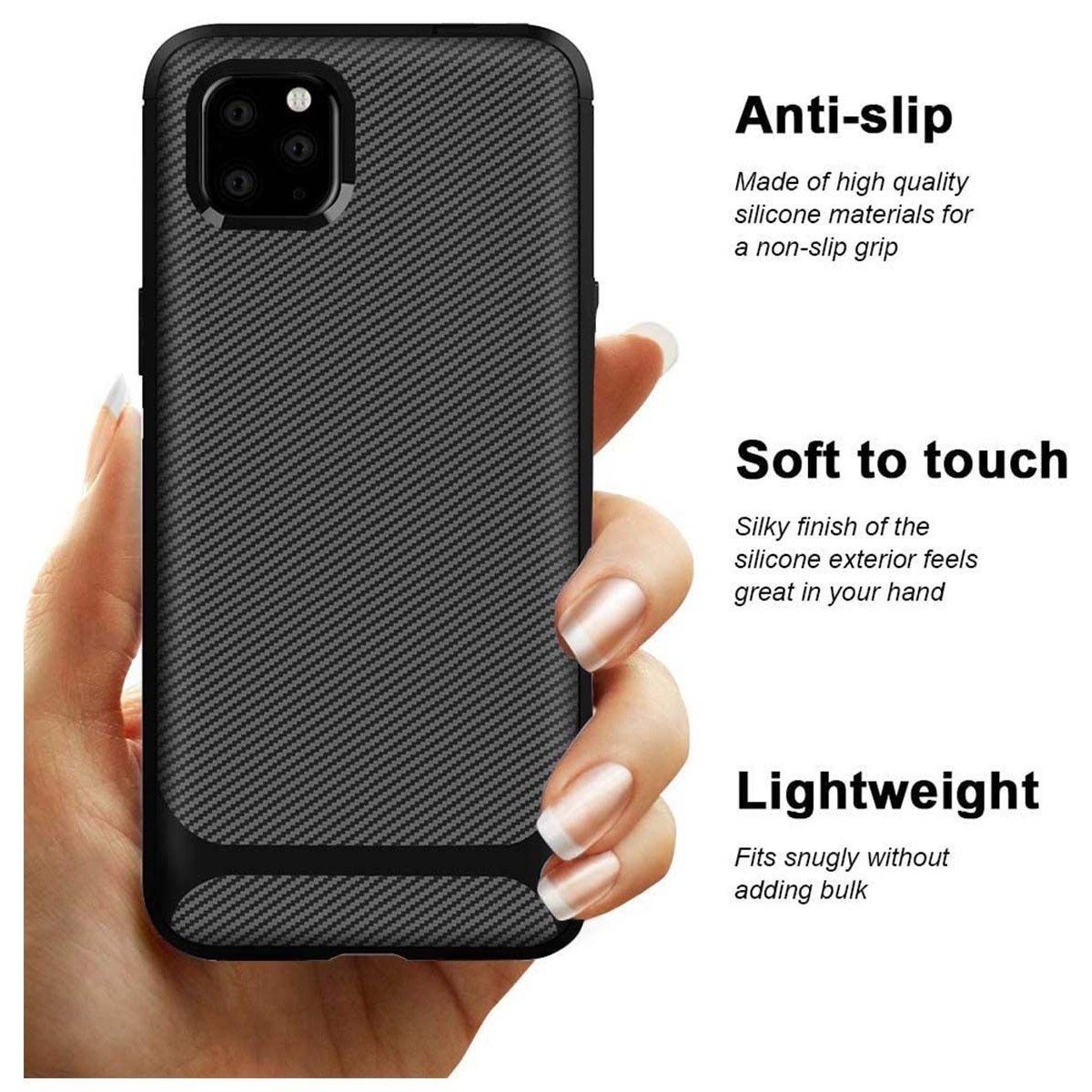 Funda Silicona Gel Tpu Nuevo Carbon Negra para Iphone 12 Mini (5.4)