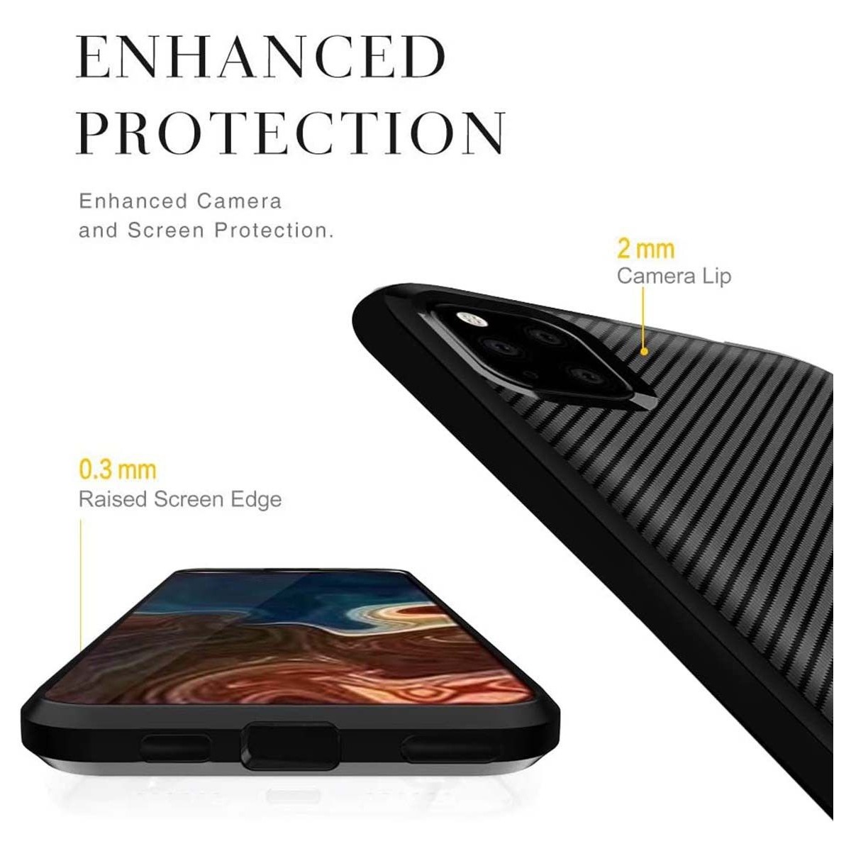 Funda Silicona Gel Tpu Nuevo Carbon Negra para Iphone 12 Pro Max (6.7)