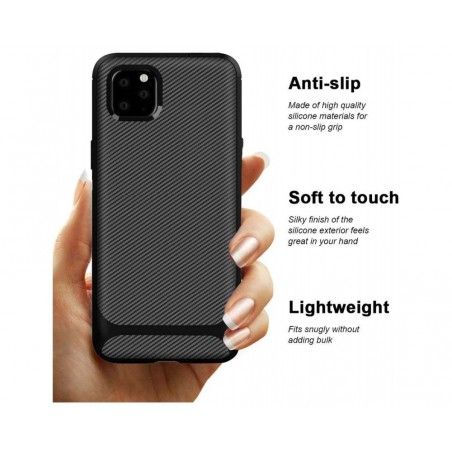 Funda Silicona Gel Tpu Nuevo Carbon Negra para Iphone 12 Pro Max (6.7)