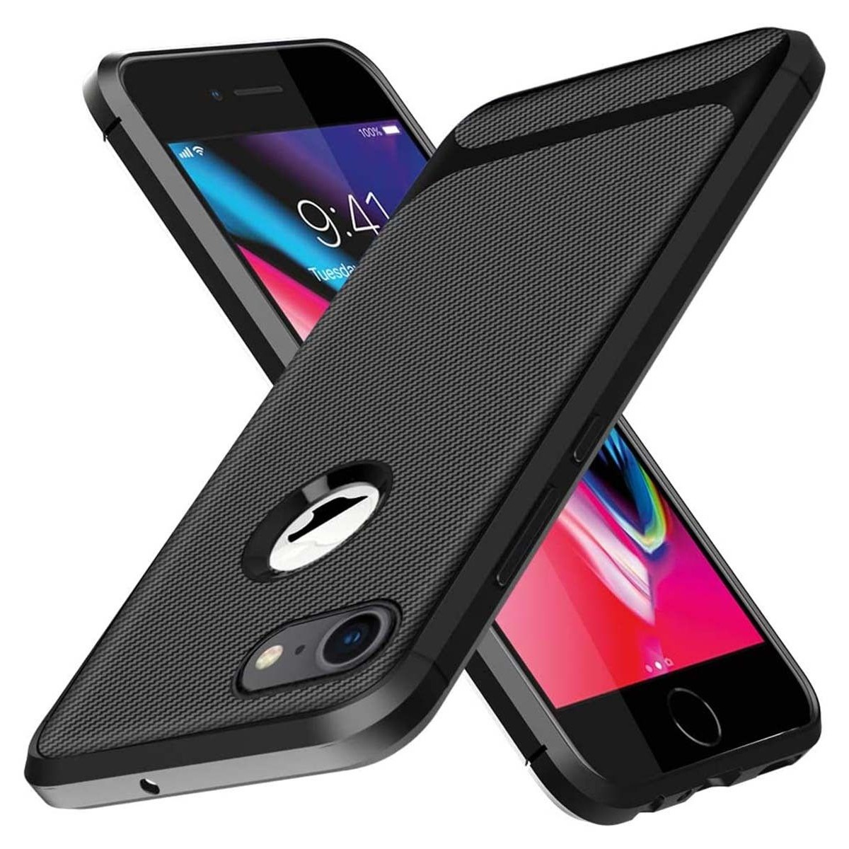 Funda Silicona Gel Tpu Nuevo Carbon Negra para Iphone 7 / 8 / SE 2020