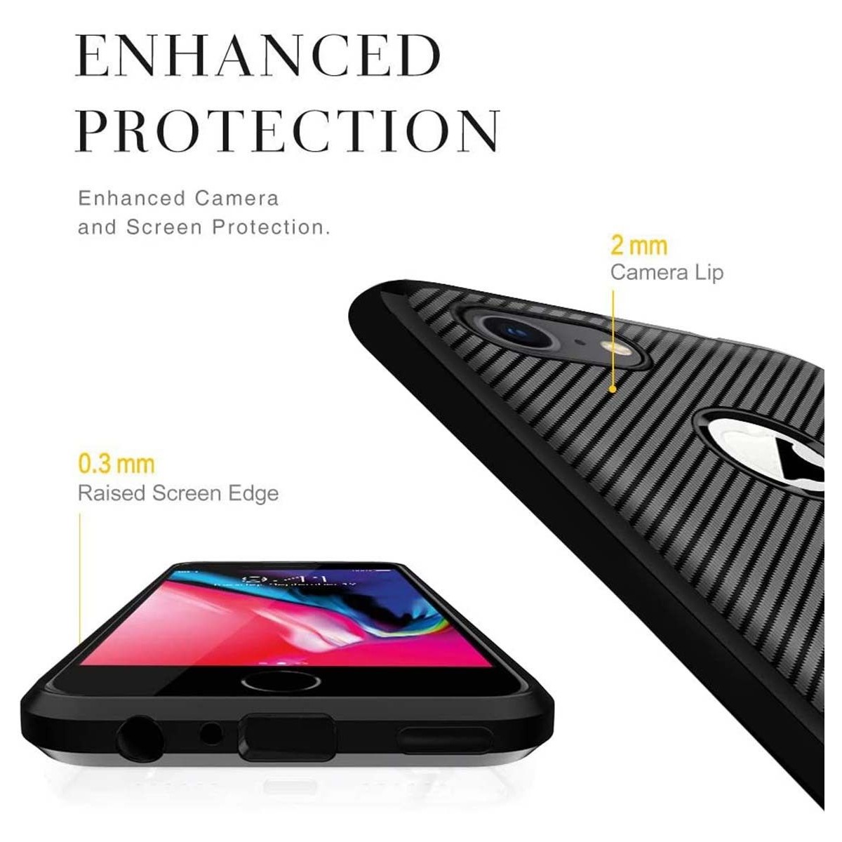 Funda Silicona Gel Tpu Nuevo Carbon Negra para Iphone 7 / 8 / SE 2020