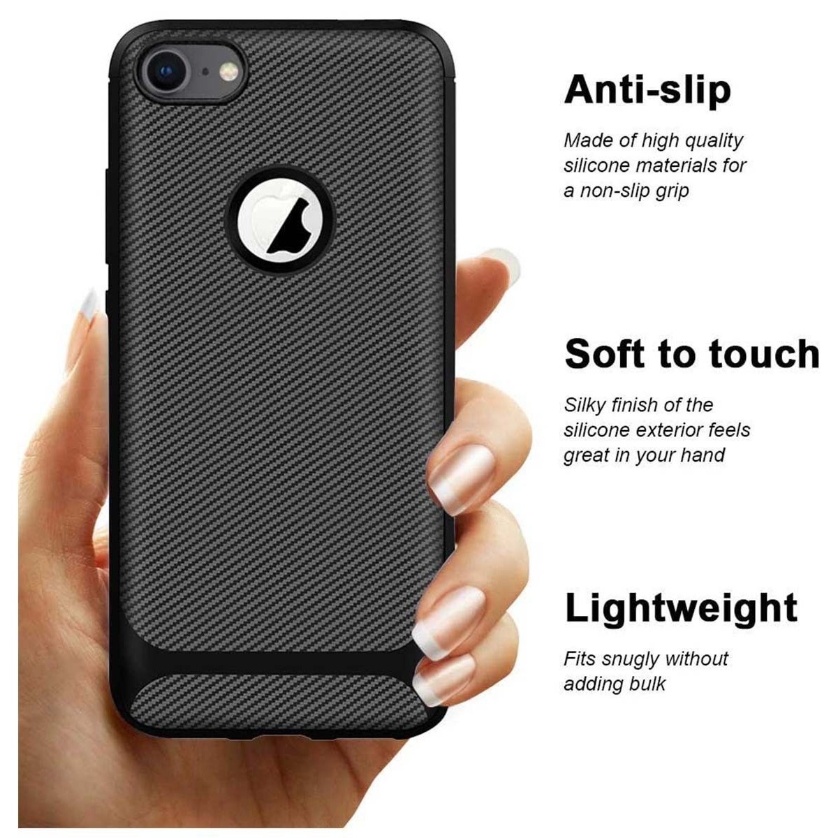 Funda Silicona Gel Tpu Nuevo Carbon Negra para Iphone 7 / 8 / SE 2020