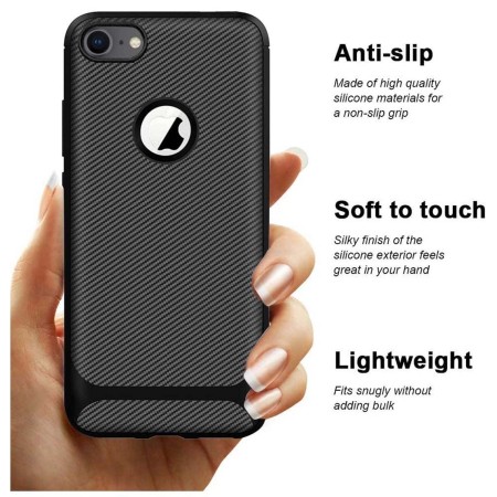 Funda Silicona Gel Tpu Nuevo Carbon Negra para Iphone 7 / 8 / SE 2020