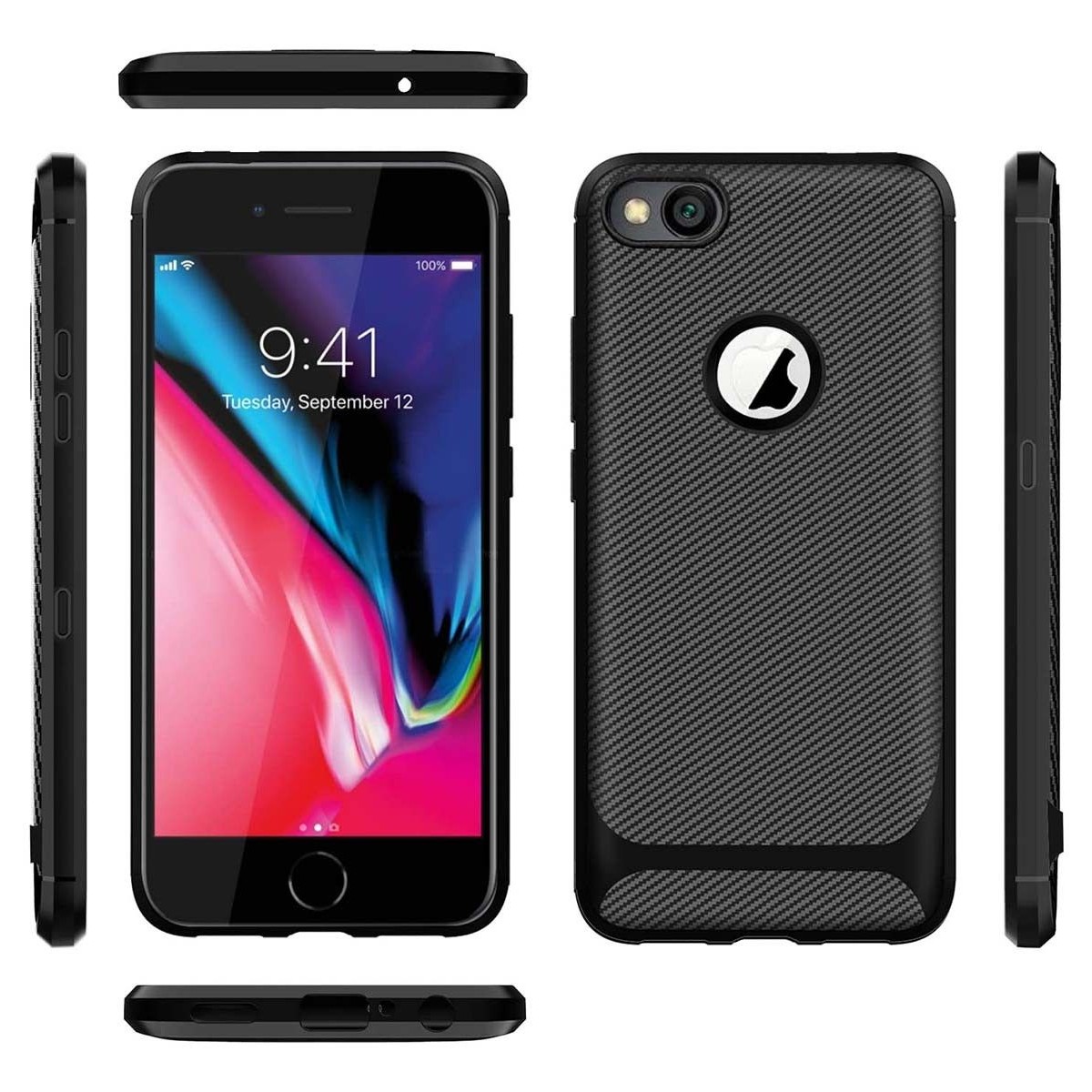 Funda Silicona Gel Tpu Nuevo Carbon Negra para Iphone 7 / 8 / SE 2020