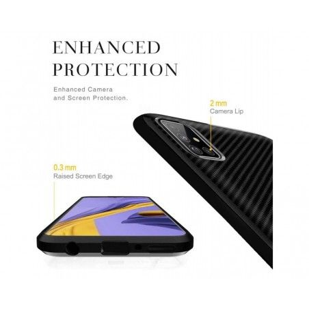 Funda Silicona Gel Tpu Nuevo Carbon Negra para Samsung Galaxy A21s