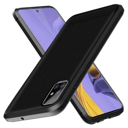 Funda Silicona Gel Tpu Nuevo Carbon Negra para Samsung Galaxy A31