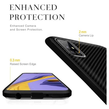 Funda Silicona Gel Tpu Nuevo Carbon Negra para Samsung Galaxy A31