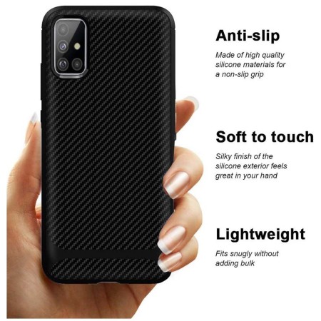 Funda Silicona Gel Tpu Nuevo Carbon Negra para Samsung Galaxy A31