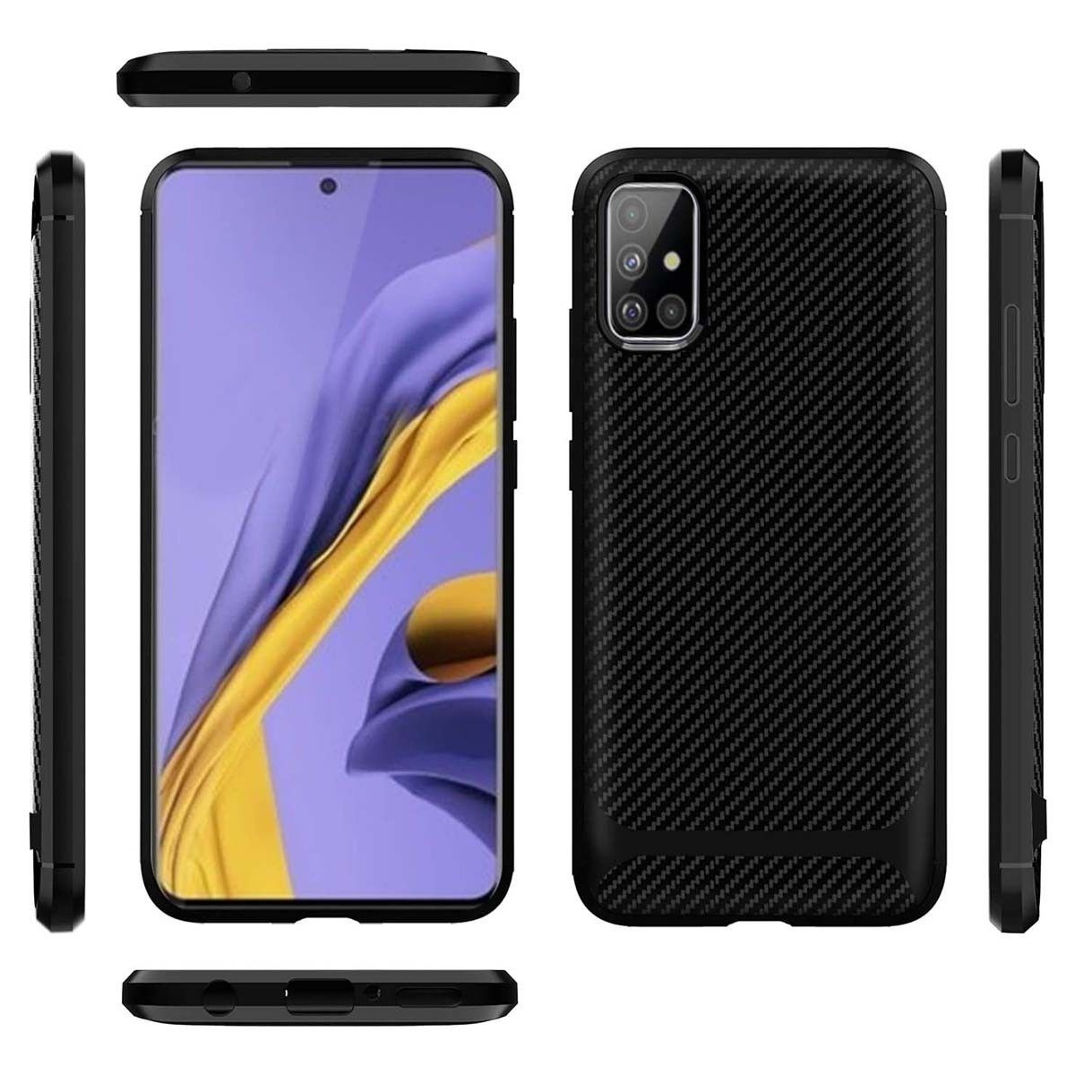Funda Silicona Gel Tpu Nuevo Carbon Negra para Samsung Galaxy A31