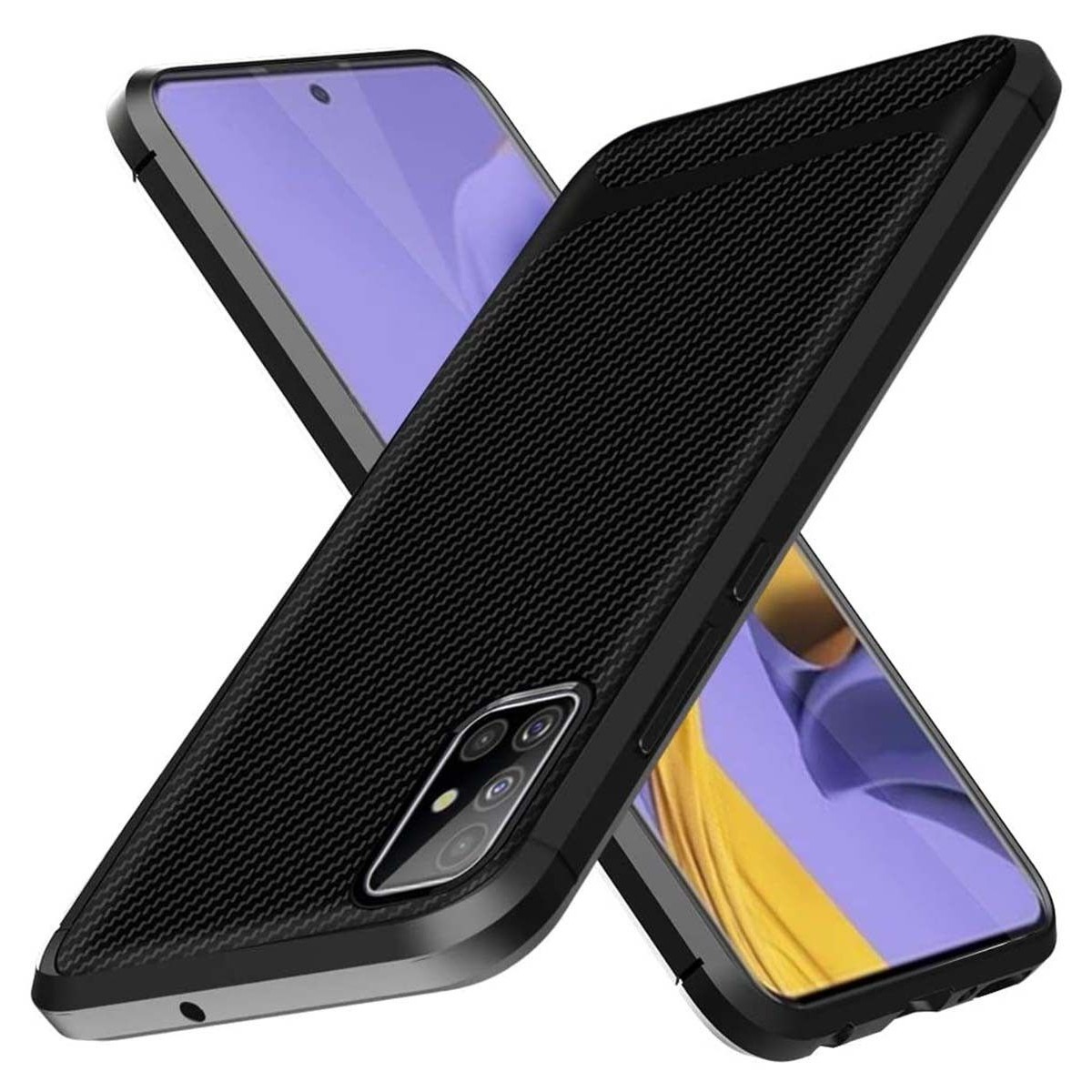 Funda Silicona Gel Tpu Nuevo Carbon Negra para Samsung Galaxy A41