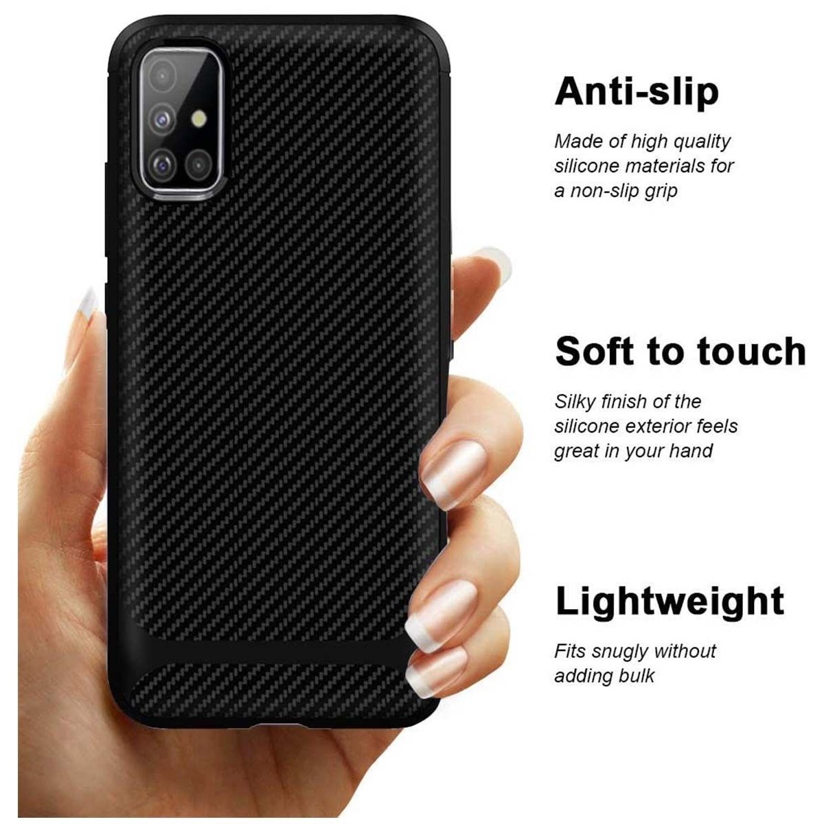 Funda Silicona Gel Tpu Nuevo Carbon Negra para Samsung Galaxy A41
