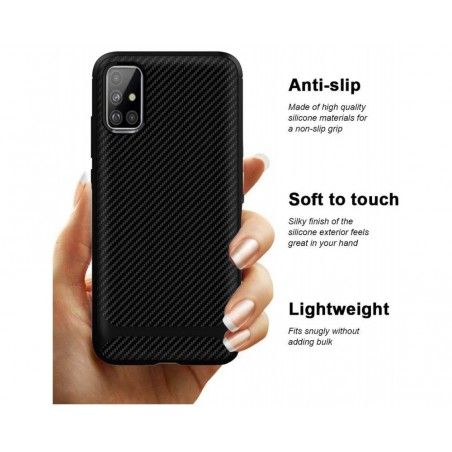 Funda Silicona Gel Tpu Nuevo Carbon Negra para Samsung Galaxy A41