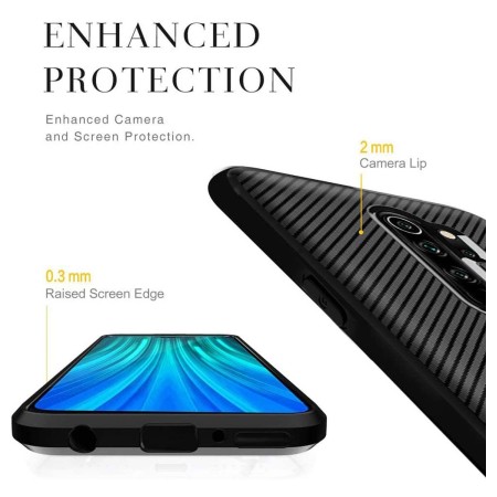 Funda Silicona Gel Tpu Nuevo Carbon Negra para Xiaomi Redmi Note 9S / Note 9 Pro