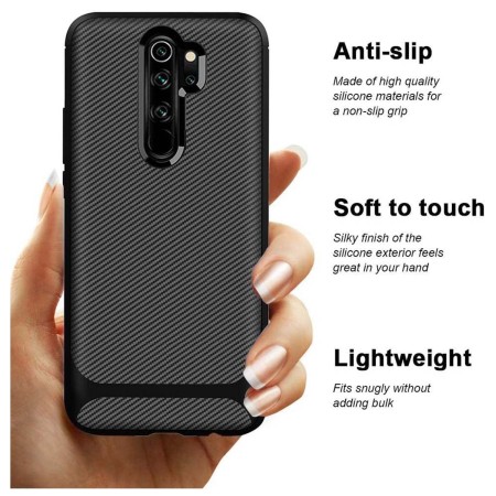 Funda Silicona Gel Tpu Nuevo Carbon Negra para Xiaomi Redmi Note 9S / Note 9 Pro