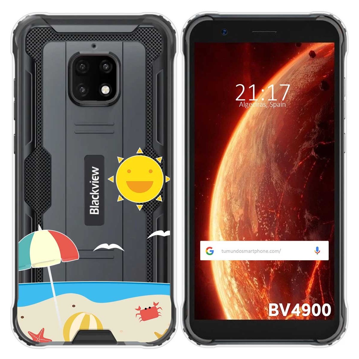 Funda Gel Transparente para Blackview BV4900 / BV4900 Pro diseño Playa Dibujos