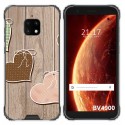 Funda Gel Tpu para Blackview BV4900 / BV4900 Pro diseño Corazones Madera Dibujos