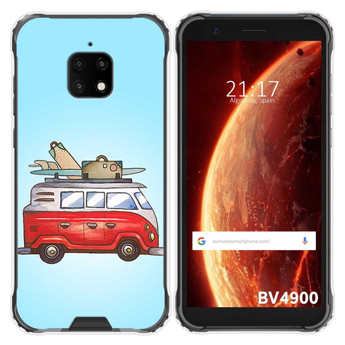 Funda Gel Tpu para Blackview BV4900 / BV4900 Pro diseño Furgoneta Dibujos
