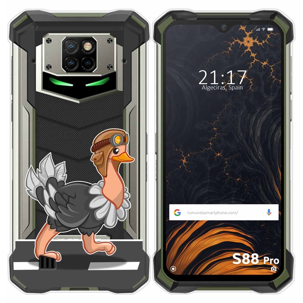 Funda Gel Transparente para Doogee S88 diseño Avestruz Dibujos
