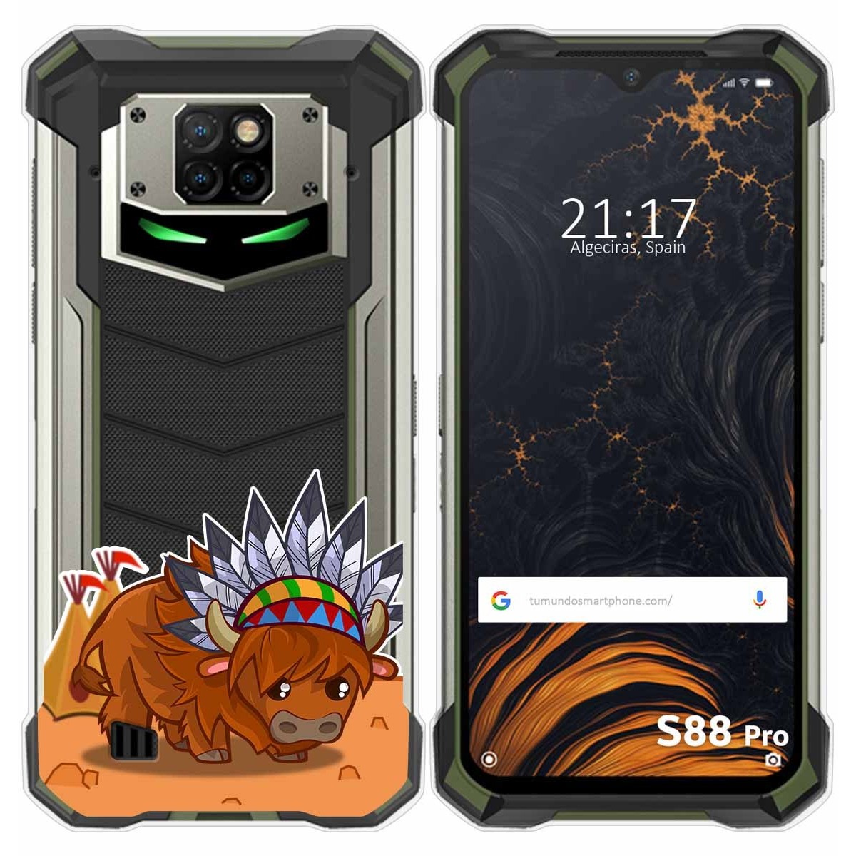 Funda Gel Transparente para Doogee S88 diseño Bufalo Dibujos