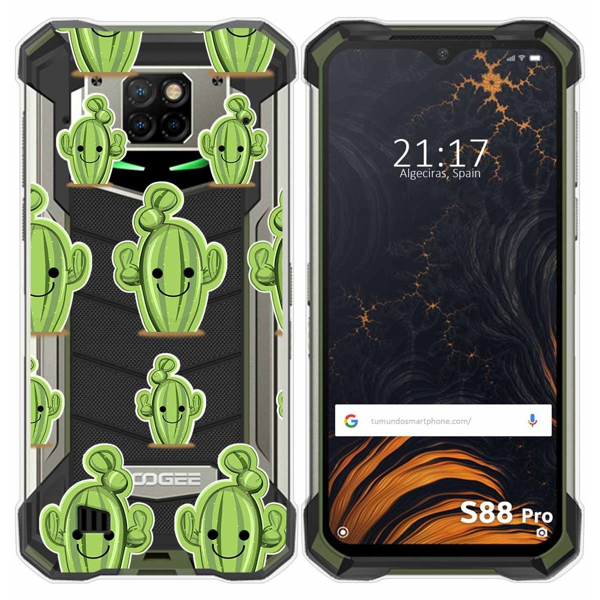 Funda Gel Transparente para Doogee S88 diseño Cactus Dibujos