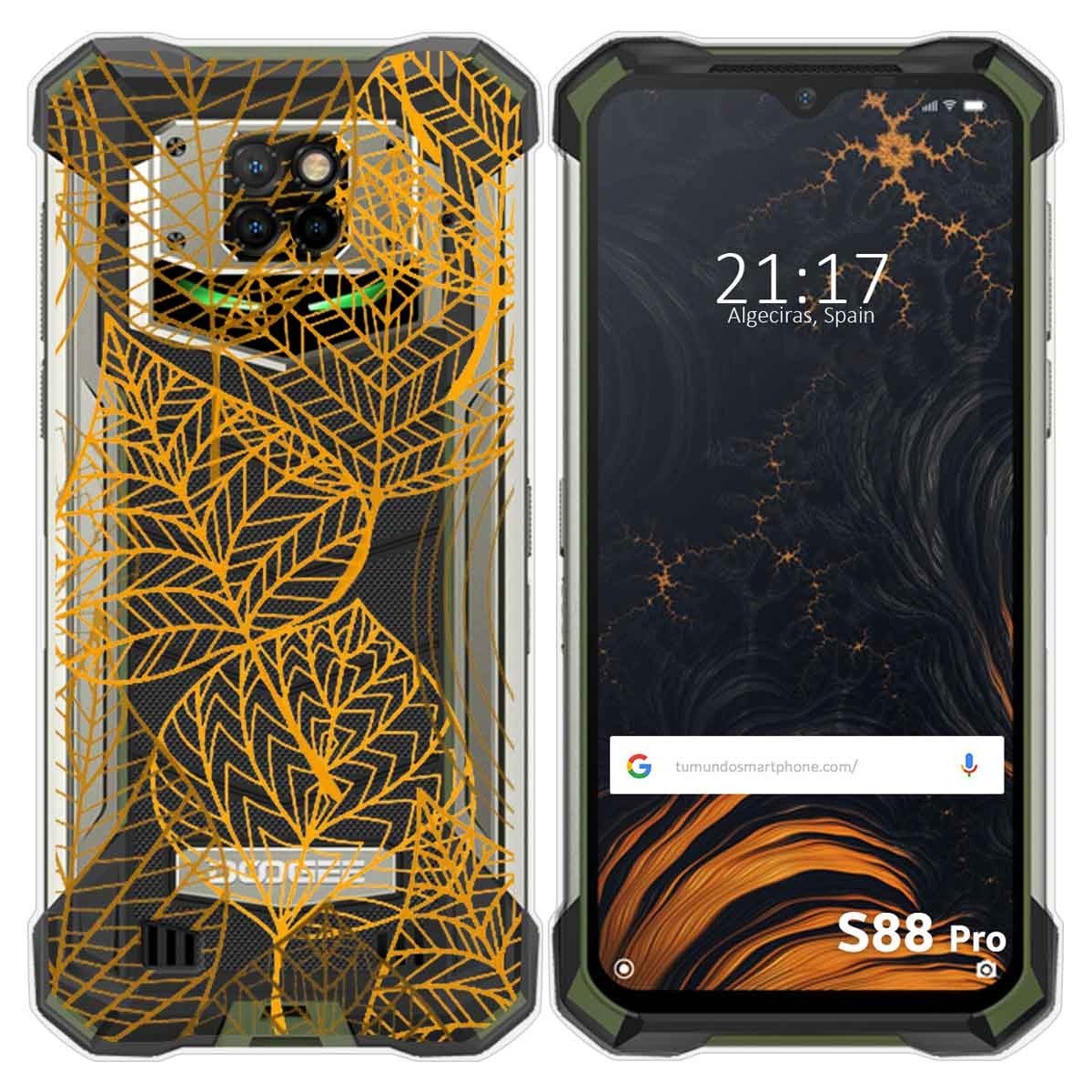 Funda Gel Transparente para Doogee S88 diseño Hojas Dibujos