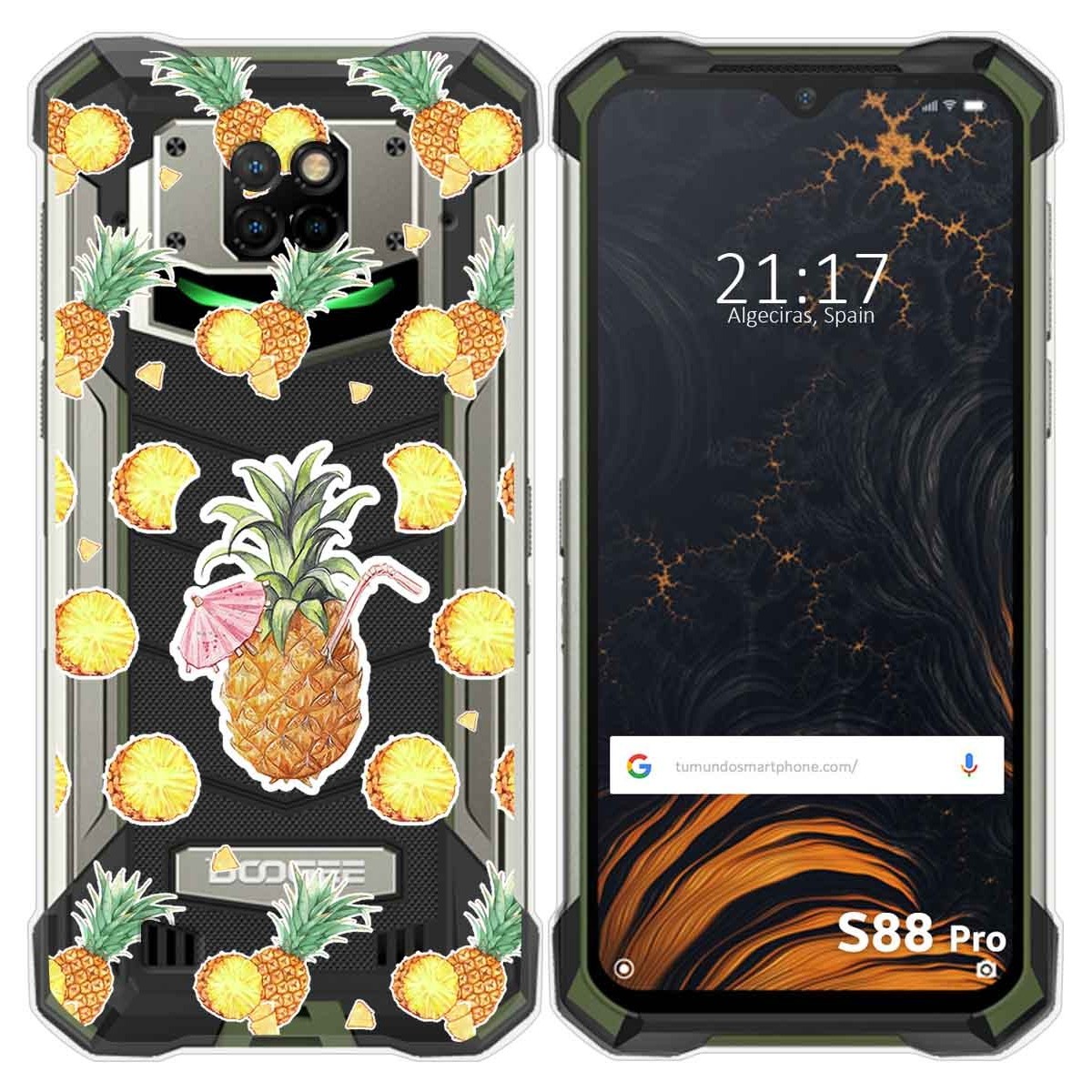 Funda Gel Transparente para Doogee S88 diseño Piña Dibujos