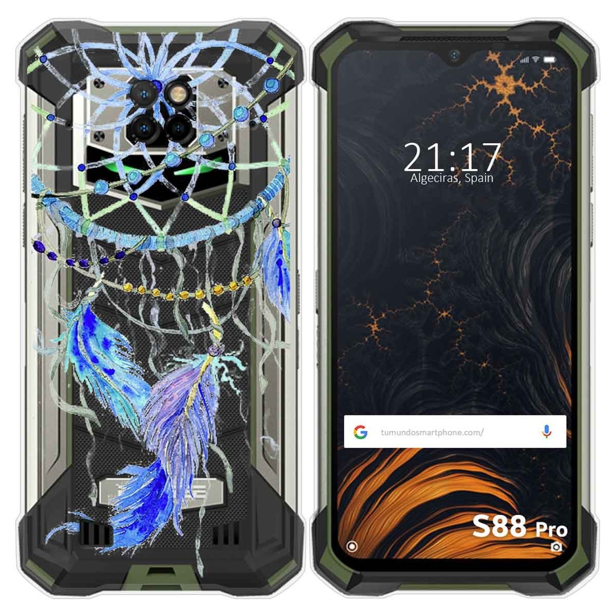 Funda Gel Transparente para Doogee S88 diseño Plumas Dibujos