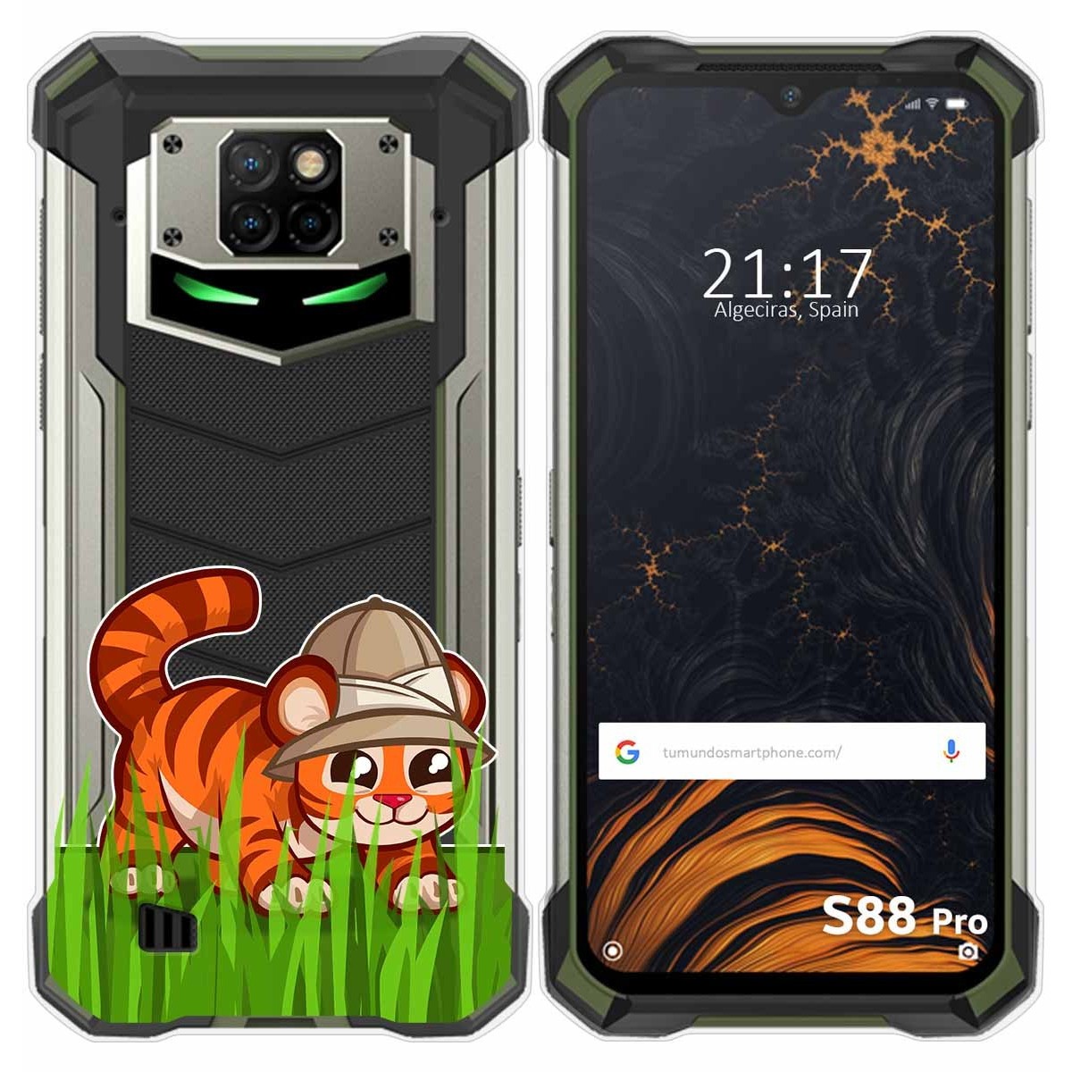Funda Gel Transparente para Doogee S88 diseño Tigre Dibujos