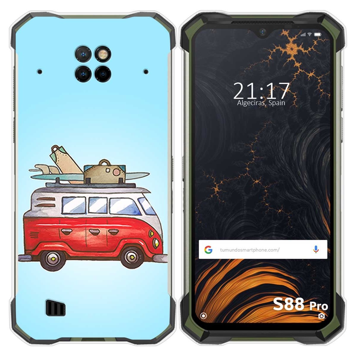 Funda Gel Tpu para Doogee S88 diseño Furgoneta Dibujos